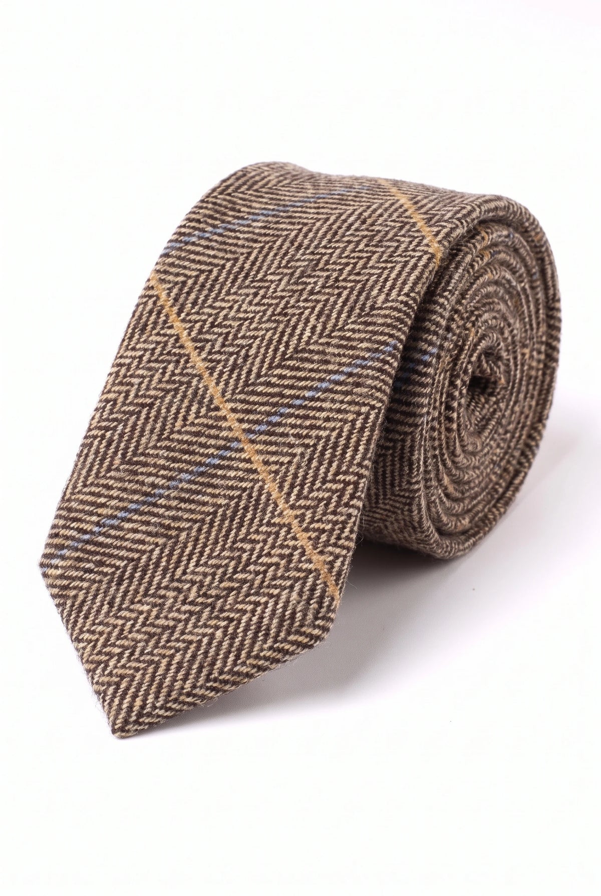 Cravate en tweed de laine mélangée marron pour homme