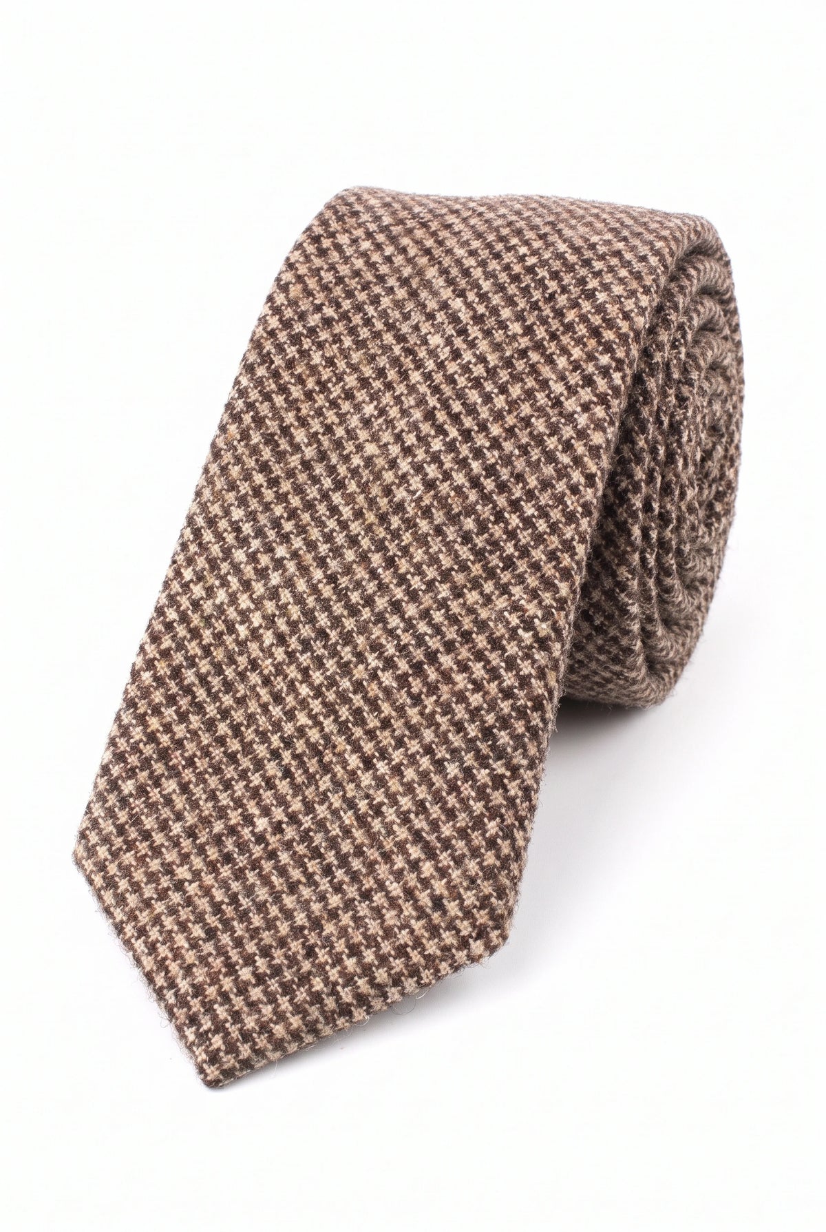 Cravate en tweed de laine mélangée marron pour homme
