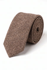 Cravate en tweed marron mélangé laine pour homme