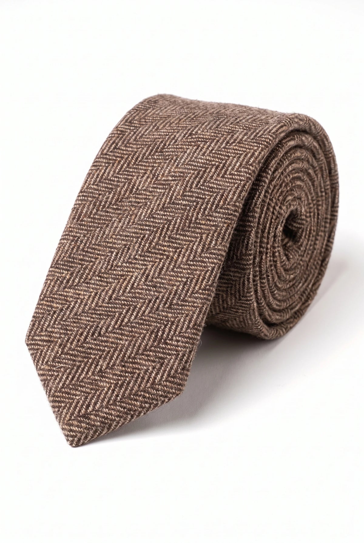 Cravate en tweed marron mélangé laine pour homme