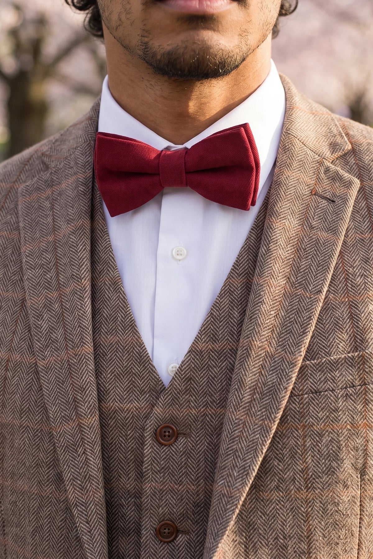 Nœud papillon bordeaux double épaisseur pour homme