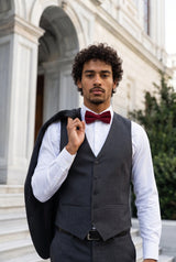 Nœud papillon bordeaux double épaisseur pour homme