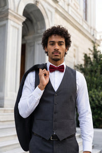 Nœud papillon bordeaux double épaisseur pour homme