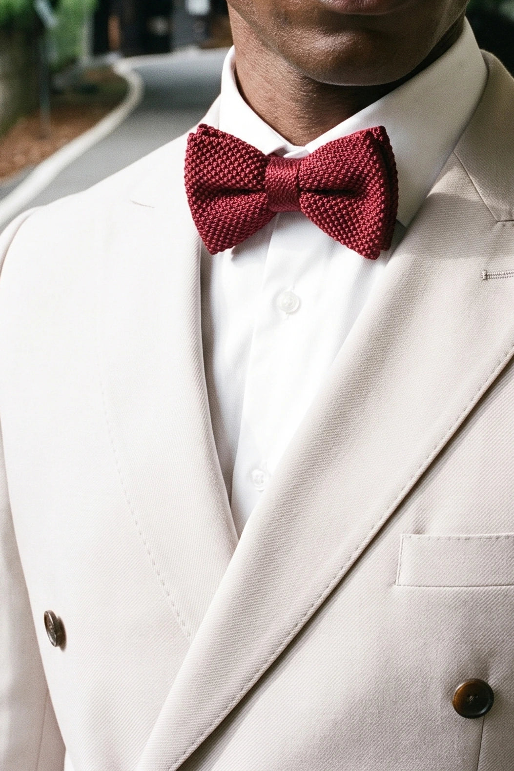 Nœud papillon bordeaux tricoté pour homme