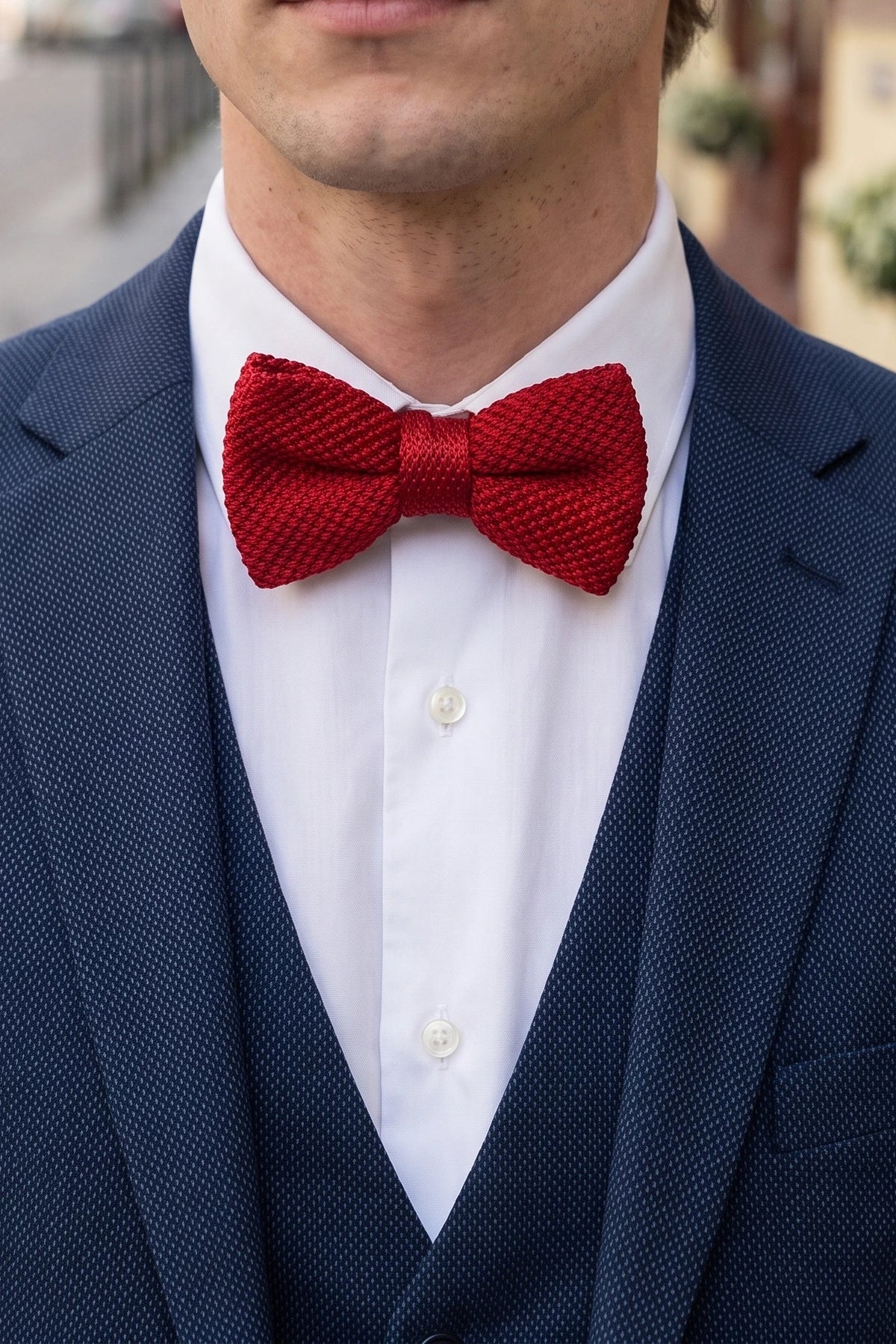Nœud papillon tricoté bordeaux pour homme