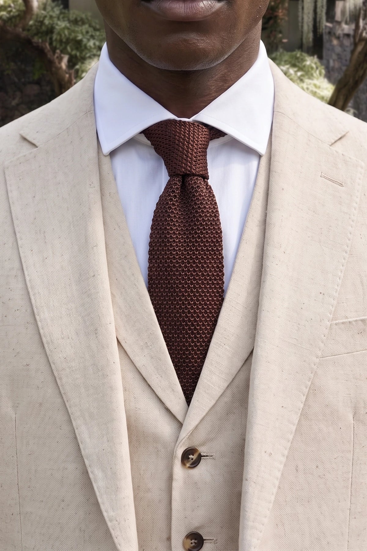 Cravate bordeaux pour homme en polyester tricoté