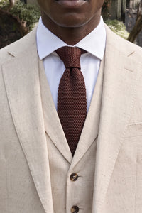 Cravate bordeaux pour homme en polyester tricoté
