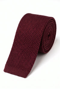 Cravate tricotée bordeaux pour homme