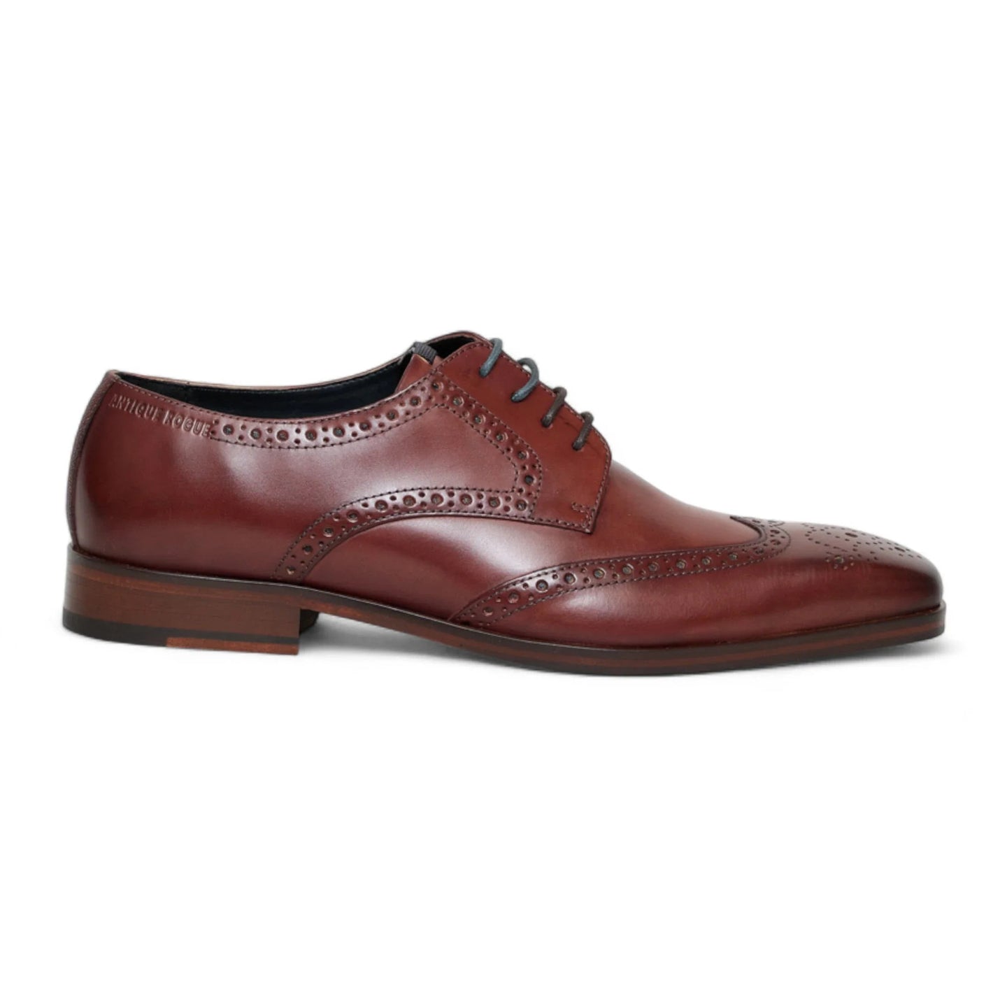 Chaussures brogues classiques à lacets en cuir bordeaux pour hommes