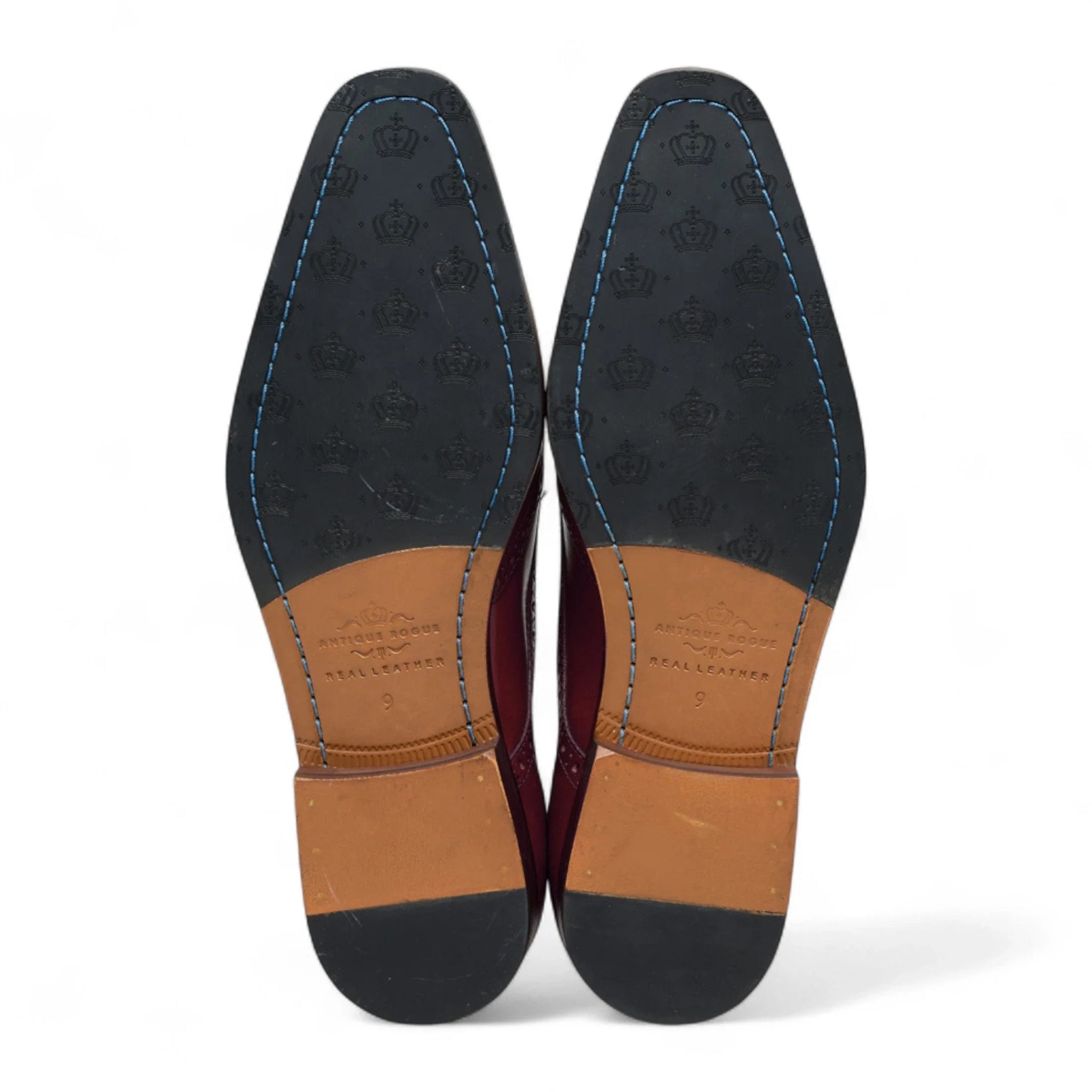 Chaussures brogues classiques à lacets en cuir bordeaux pour hommes