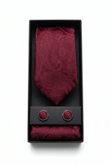 Coffret cadeau cravate bordeaux à motif cachemire pour homme