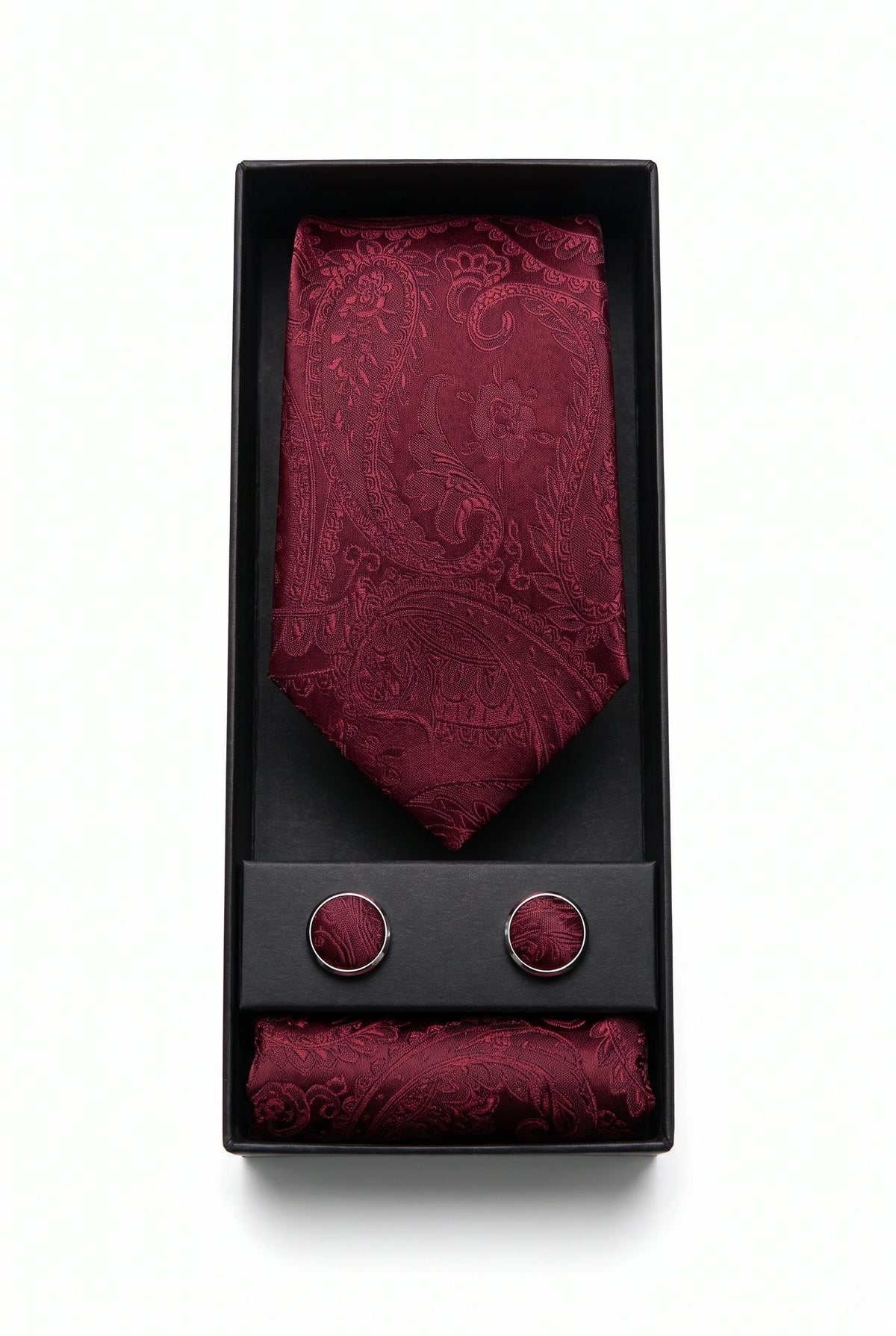 Coffret cadeau cravate bordeaux à motif cachemire pour homme