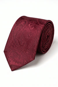 Coffret cadeau cravate bordeaux à motif cachemire pour homme
