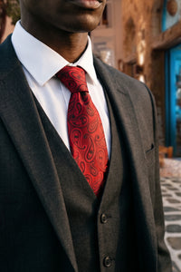 Cravate bordeaux à motif cachemire pour homme
