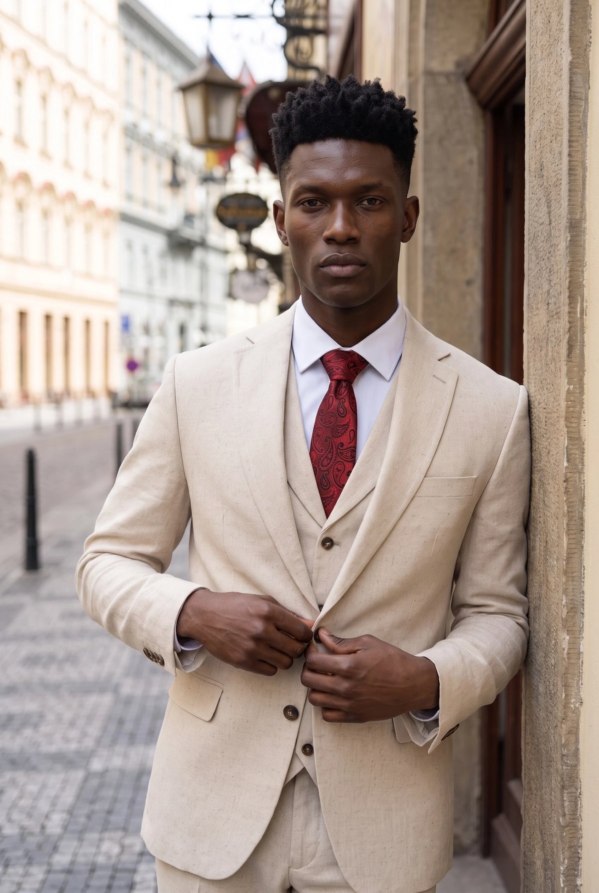 Cravate bordeaux à motif cachemire pour homme