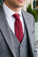 Cravate pour homme en daim bordeaux