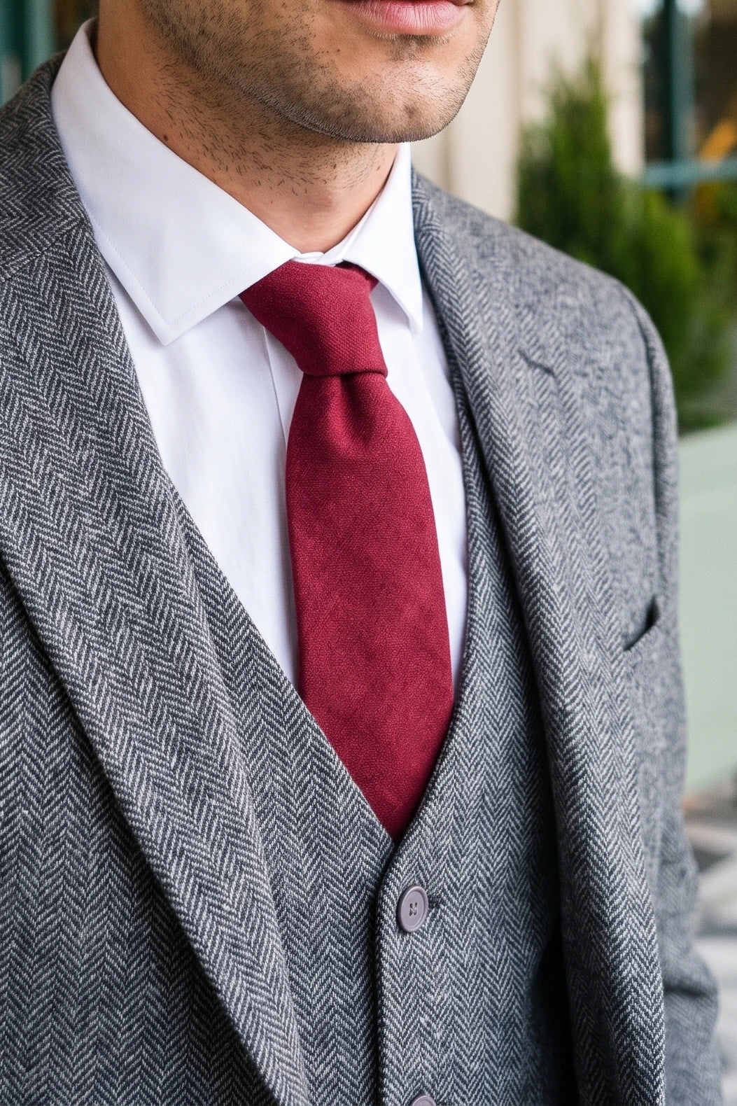 Cravate pour homme en daim bordeaux