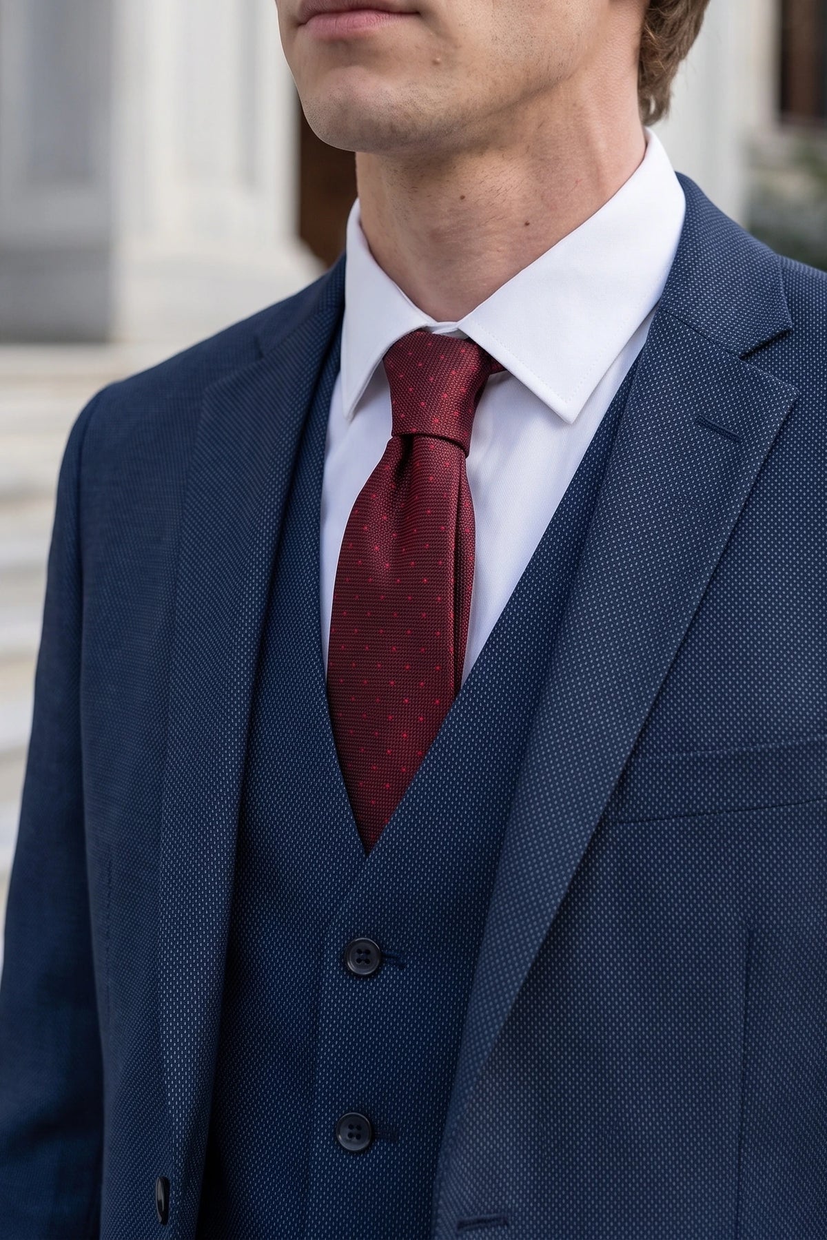 Cravate tissée texturée bordeaux pour homme