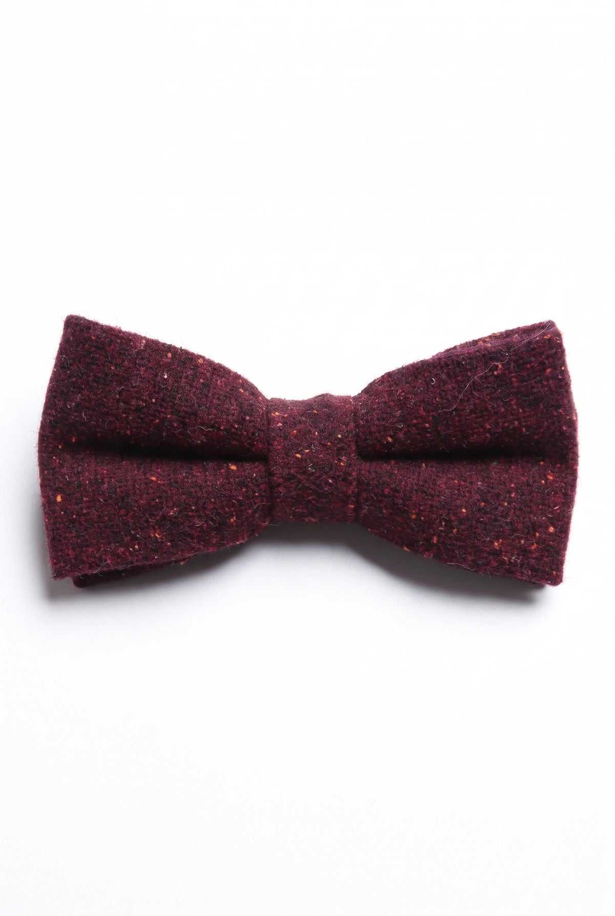 Nœud papillon pour homme en tweed bordeaux mélangé laine