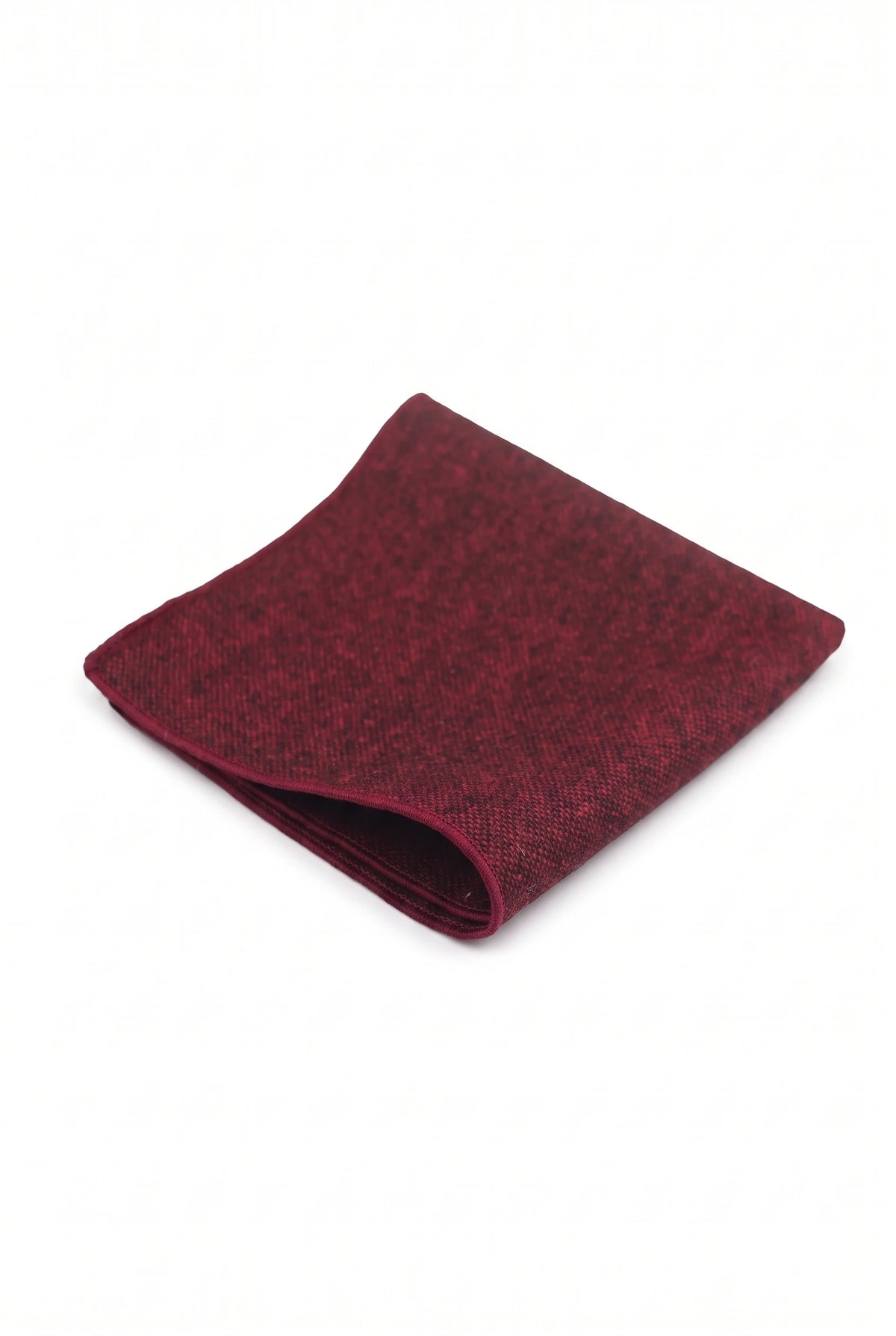 Pochette de costume pour homme en tweed bordeaux mélangé laine