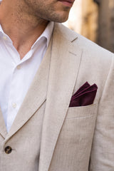 Pochette de costume pour homme en tweed bordeaux mélangé laine