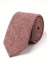 Cravate en tweed bordeaux mélangé laine pour homme