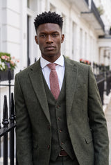 Cravate en tweed bordeaux mélangé laine pour homme