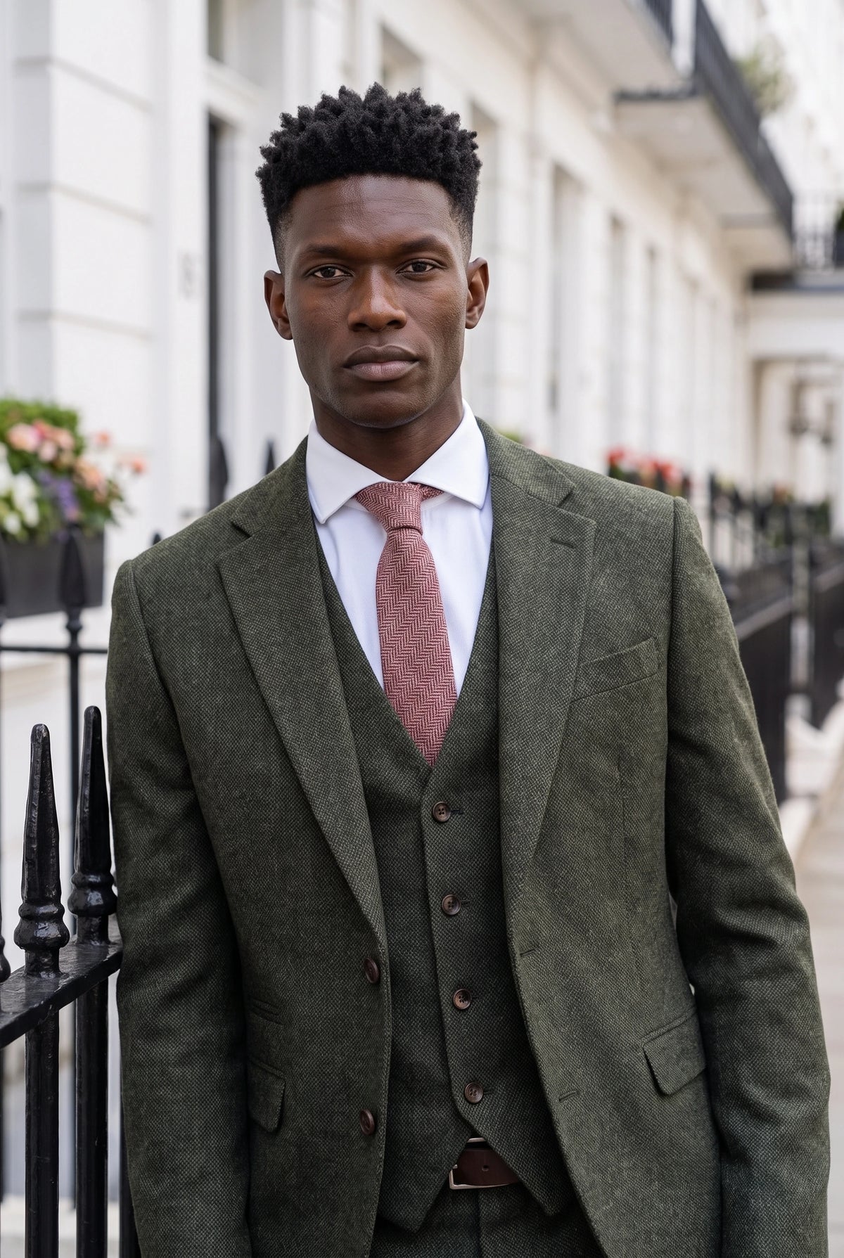 Cravate en tweed bordeaux mélangé laine pour homme