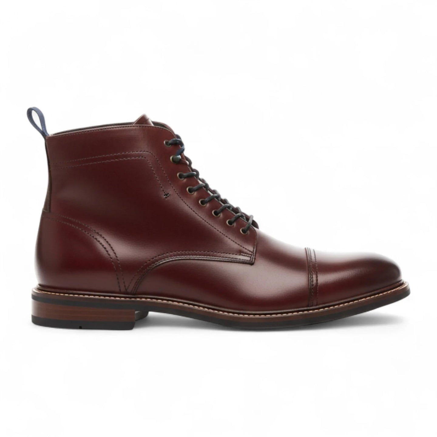 Bottines Balmoral pour homme, en cuir bordeaux, à revers.