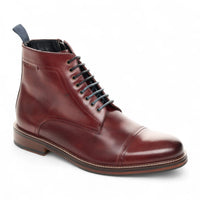 Bottines Balmoral pour homme, en cuir bordeaux, à revers.