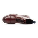 Bottines Balmoral pour homme, en cuir bordeaux, à revers.
