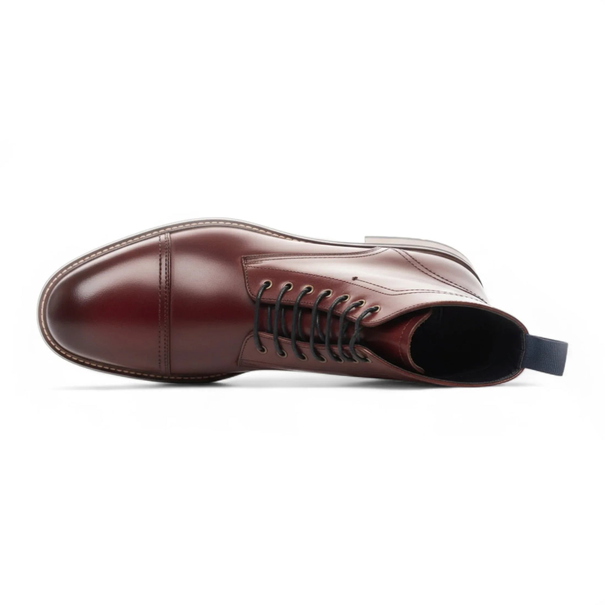 Bottines Balmoral pour homme, en cuir bordeaux, à revers.