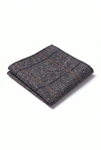 Pochette de costume pour homme en tweed anthracite mélangé laine