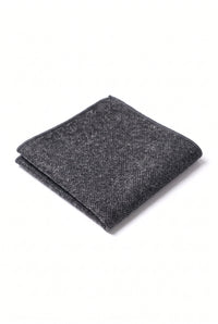 Pochette de costume pour homme en tweed anthracite mélangé laine