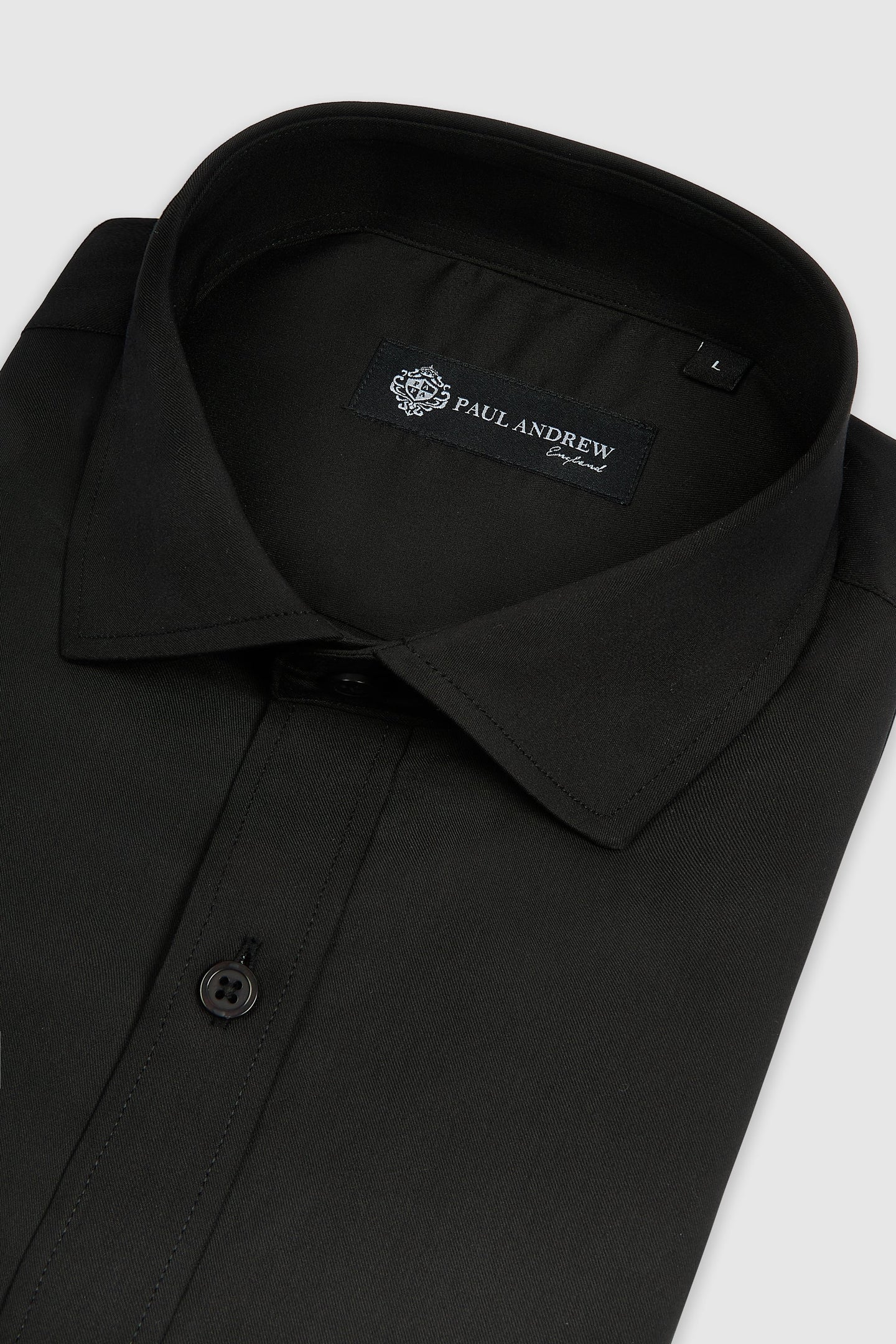 Chemise habillée classique pour homme, à poignets mousquetaires et col italien - Noire