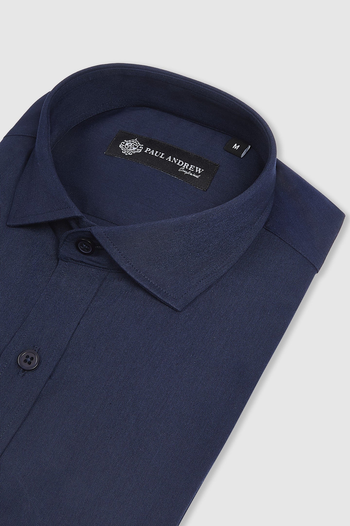 Chemise habillée classique pour homme à poignets mousquetaires et col italien - Bleu marine