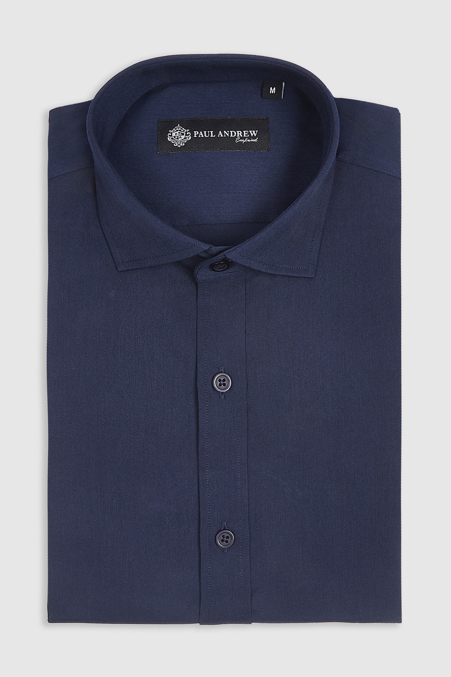 Chemise habillée classique pour homme à poignets mousquetaires et col italien - Bleu marine