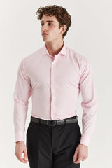 Chemise habillée classique pour homme à poignets mousquetaires et col italien - Rose