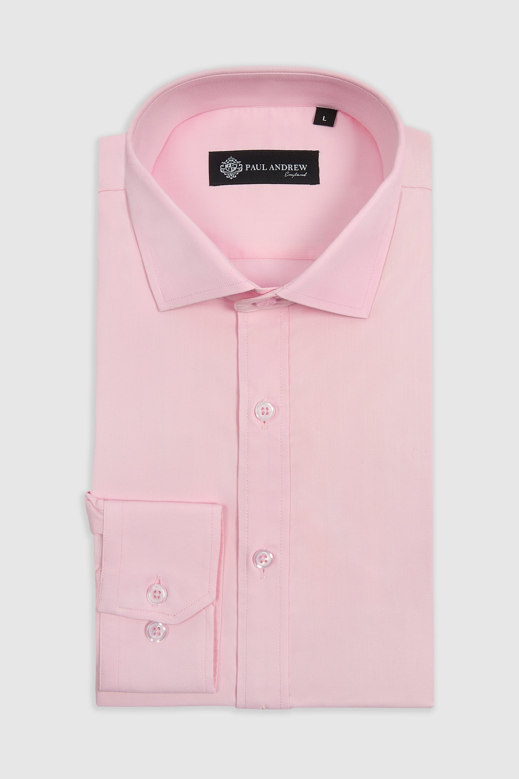 Chemise habillée classique pour homme à poignets mousquetaires et col italien - Rose