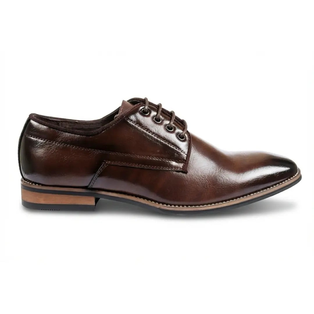 Chaussures Derby classiques à lacets et bout uni pour hommes
