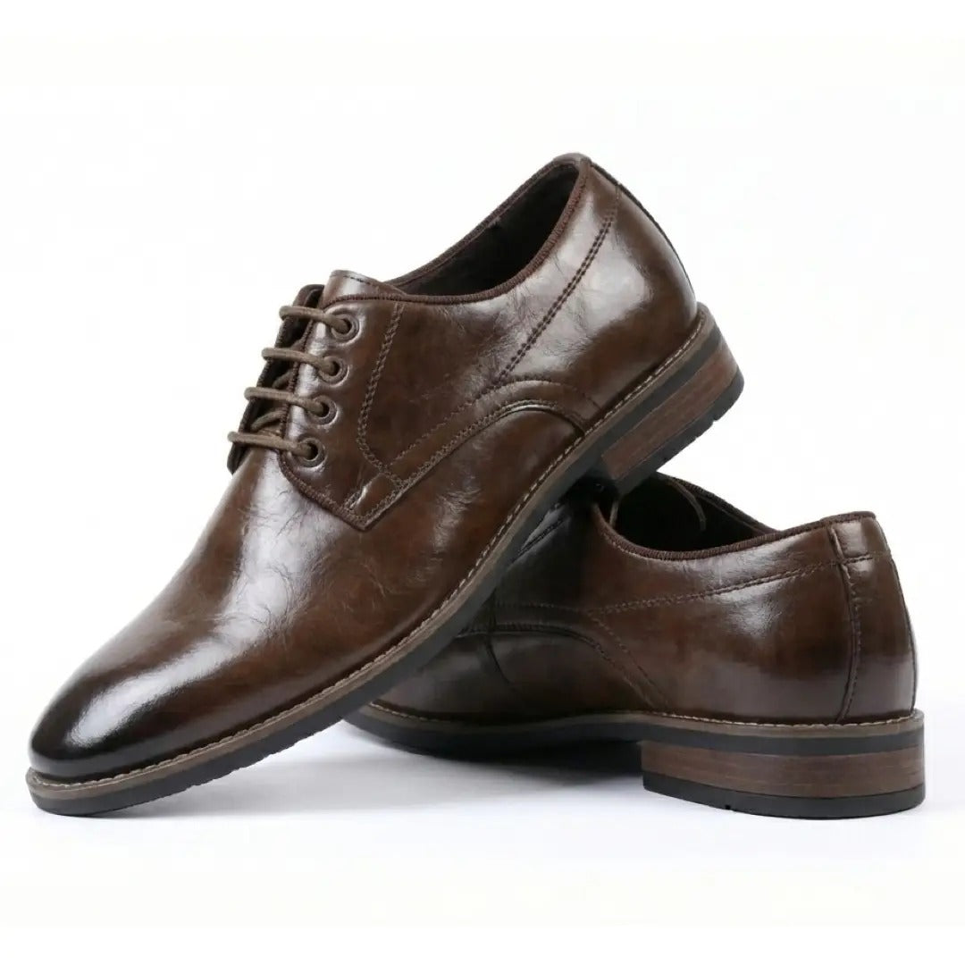 Chaussures Derby classiques à lacets et bout uni pour hommes