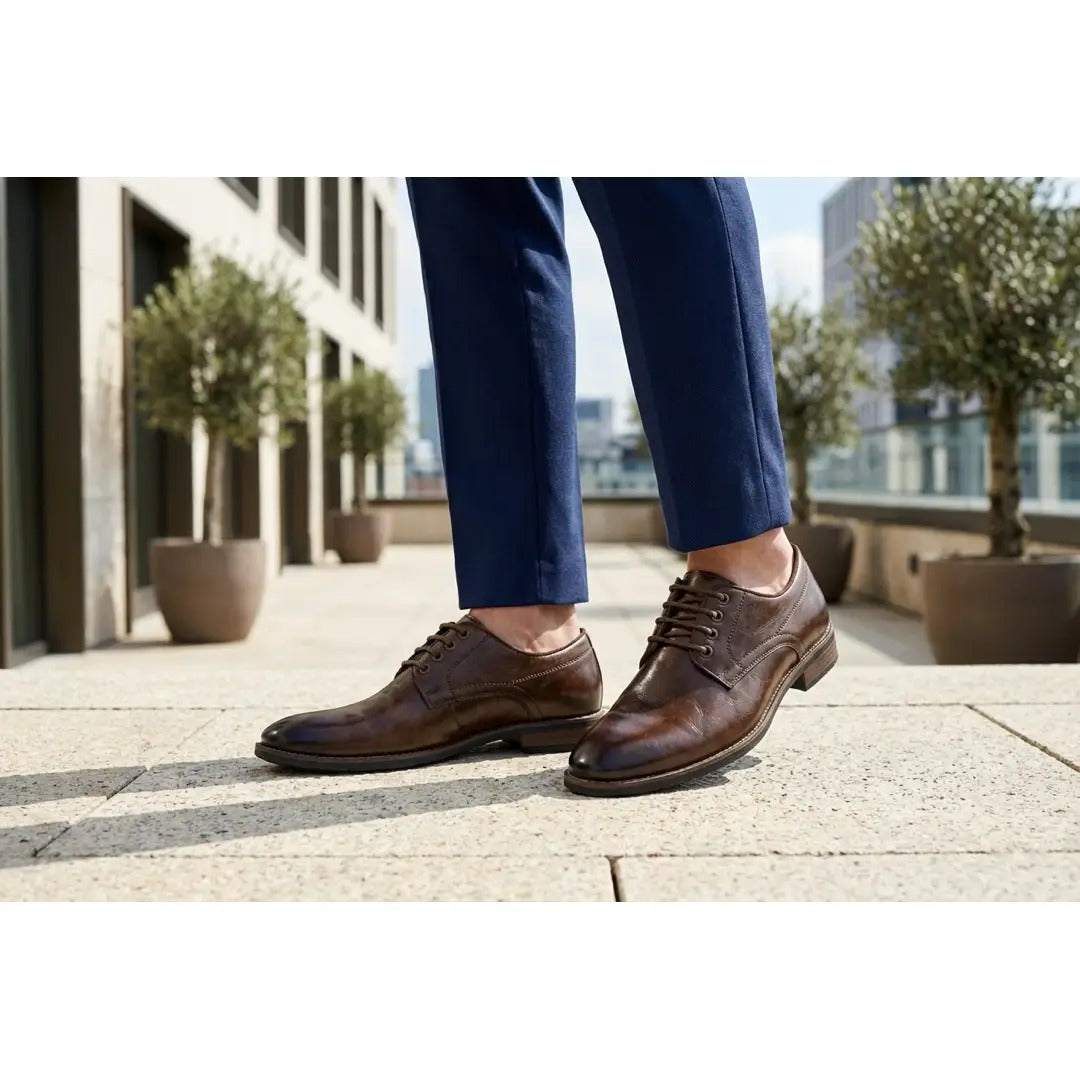Chaussures Derby classiques à lacets et bout uni pour hommes