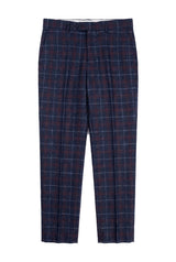 Rover - Pantalon de mariage bleu pour homme, motif tweed à carreaux