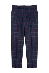 Rover - Pantalon de mariage bleu pour homme, motif tweed à carreaux