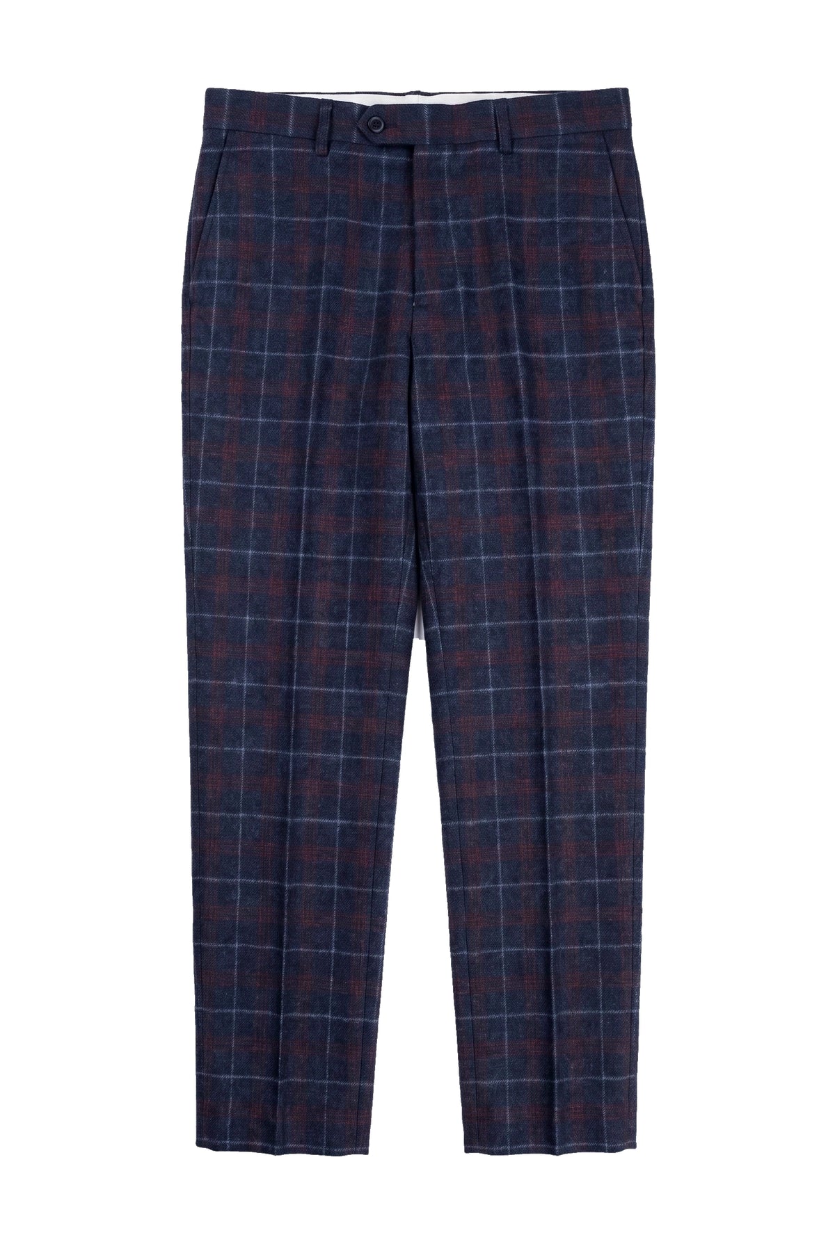 Rover - Pantalon de mariage bleu pour homme, motif tweed à carreaux