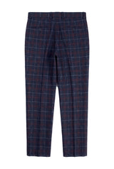 Rover - Pantalon de mariage bleu pour homme, motif tweed à carreaux