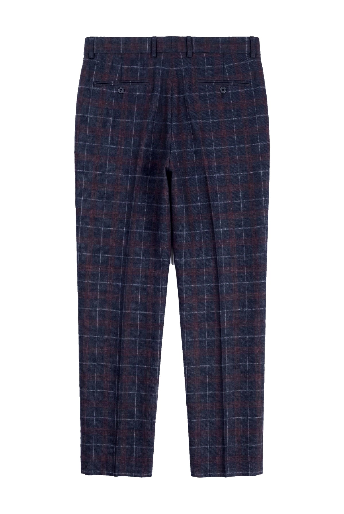 Rover - Pantalon de mariage bleu pour homme, motif tweed à carreaux