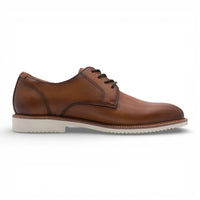 Chaussures Derby pour homme en cuir marron cognac à bout uni