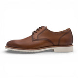 Chaussures Derby pour homme en cuir marron cognac à bout uni