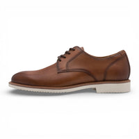 Chaussures Derby pour homme en cuir marron cognac à bout uni
